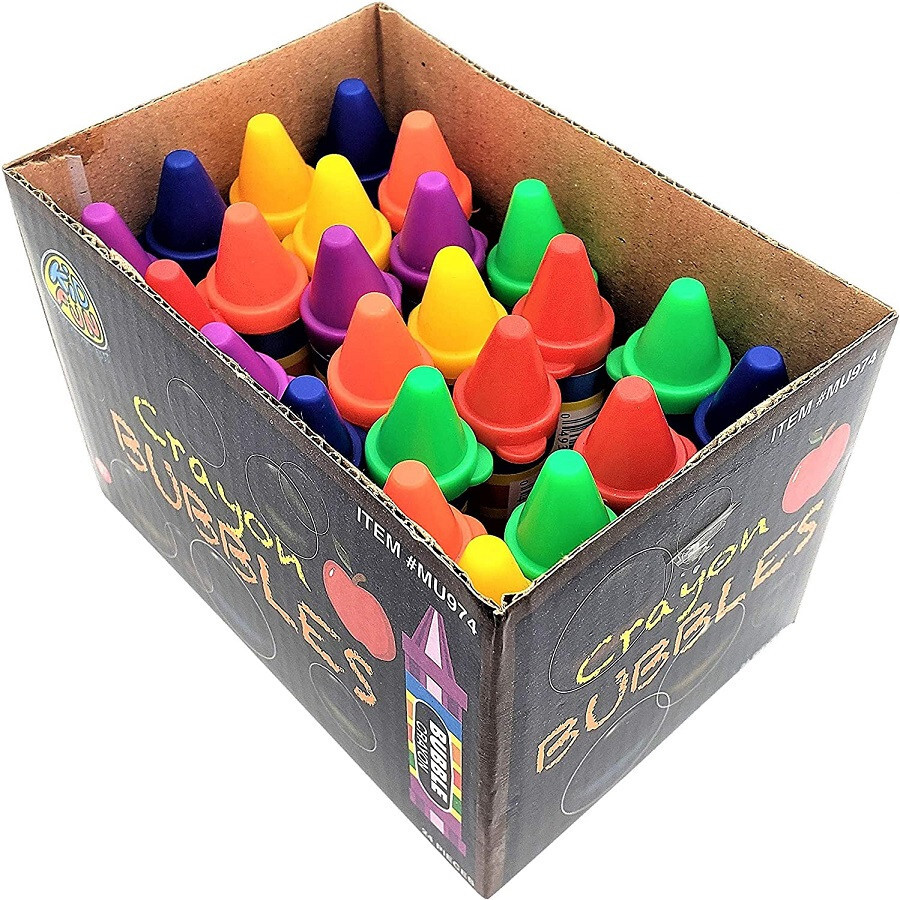 Colorful Crayon Shaped Bubble Bottles (24 Pack)