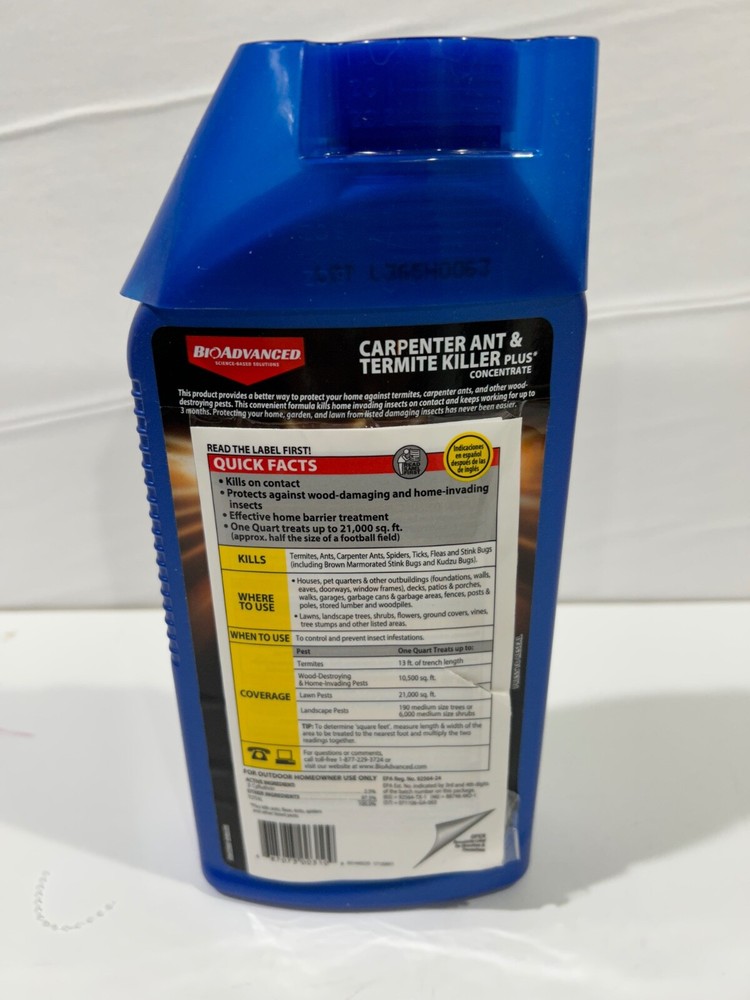 BioAdvanced Carpenter Ant & Termite Killer Plus, Concentrate, 40 Oz - NEW