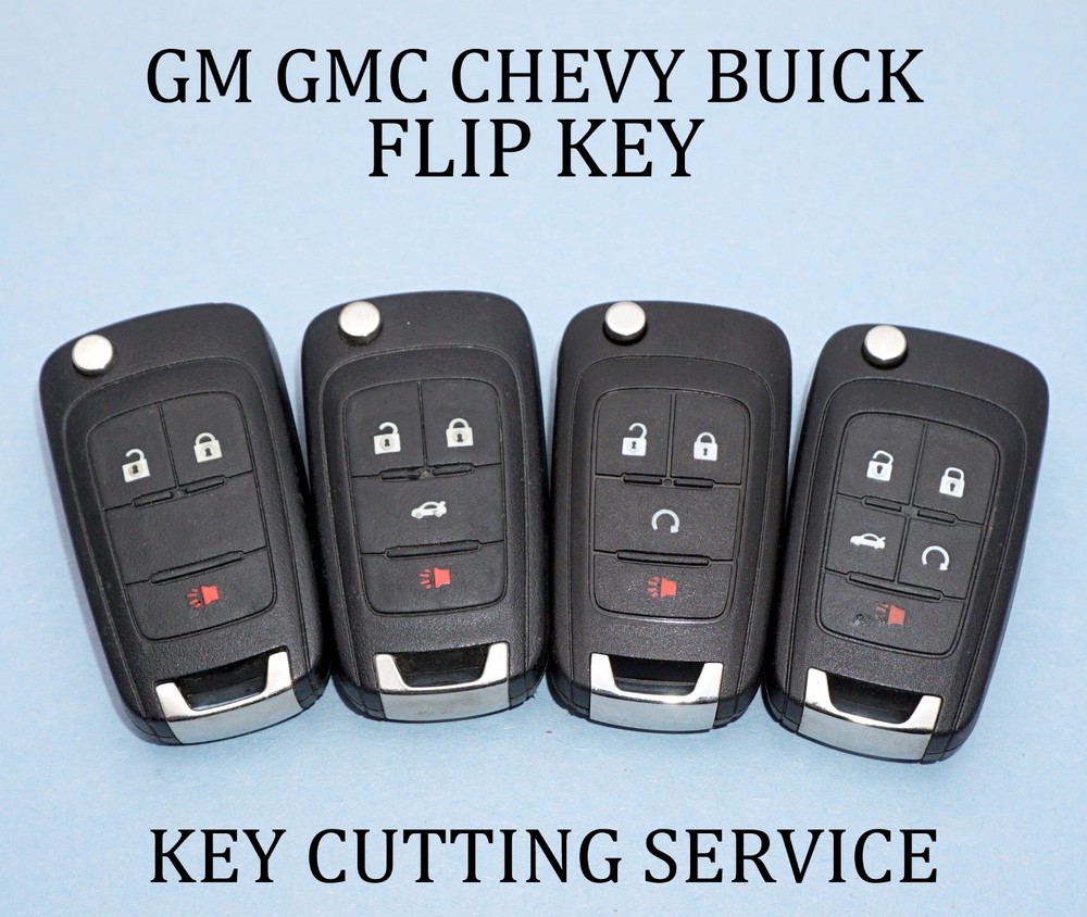 GM GMC CHEVY BUICK FLIP KEY KEYLESS REMOTE TRANSMITTER KEY CUTTING SERVICE