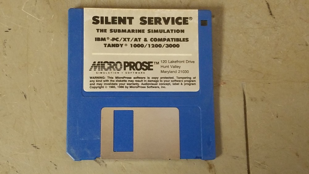 1987 Silent Service Submarine Simulation 3.5" Floppy Disk Video Game Untested