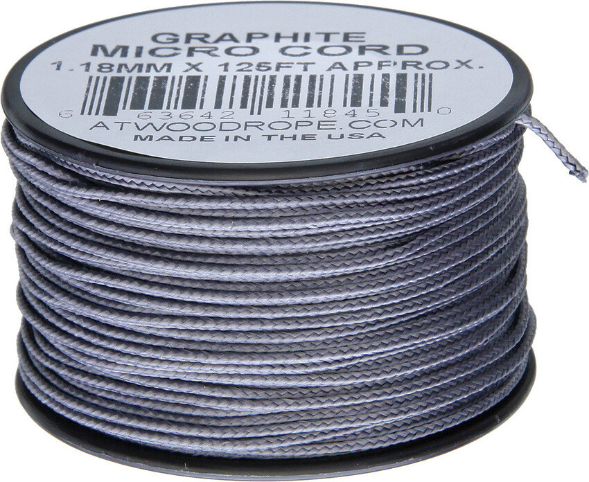 Atwood Rope MFG Micro Cord 125ft Graphite MS23 - GRAPHITE
