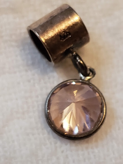 925 Sterling Silver Birthstone Bead Charm Dangle Light Amethyst