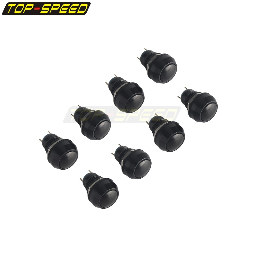 Black 8 Pcs Momentary Latching Switch Push Button For Harley Bobber Cafe Racer