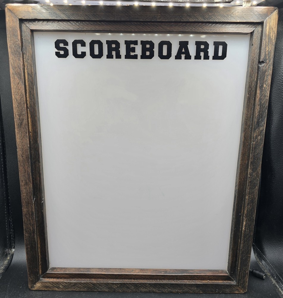 Dry Erase Backlit Lighted Scoreboard Illuminated Wood Frame Second Chance Art