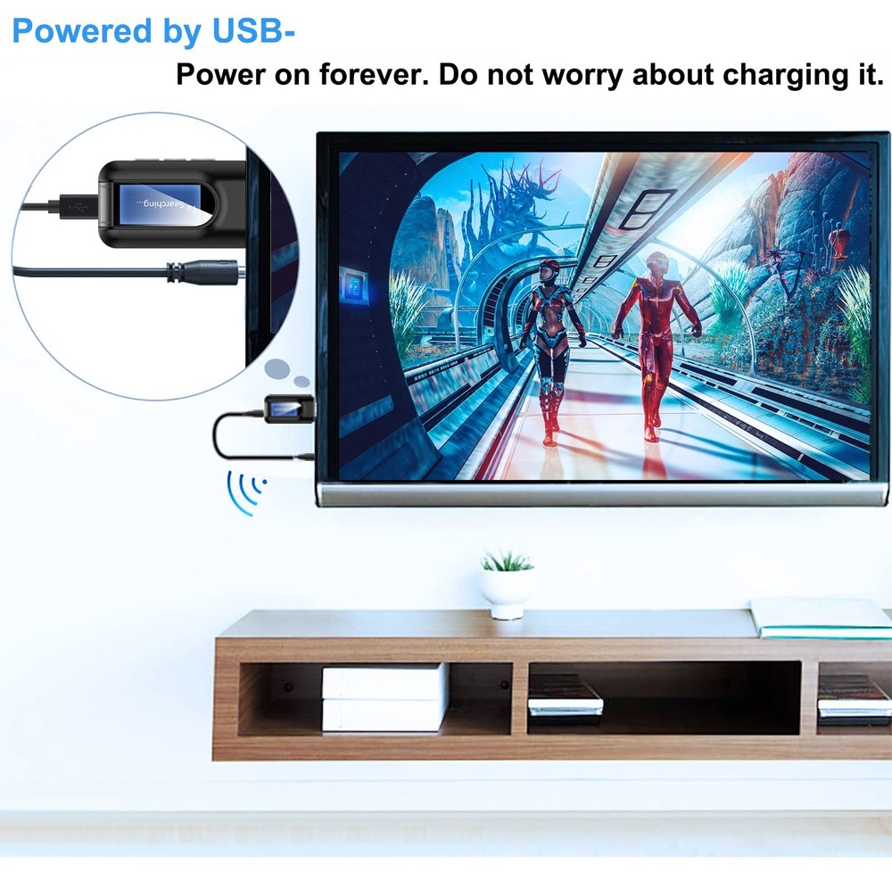 USB Bluetooth 5.0 Transmitter Receiver, Wireless Audio Adapter w/Screen &Micr...