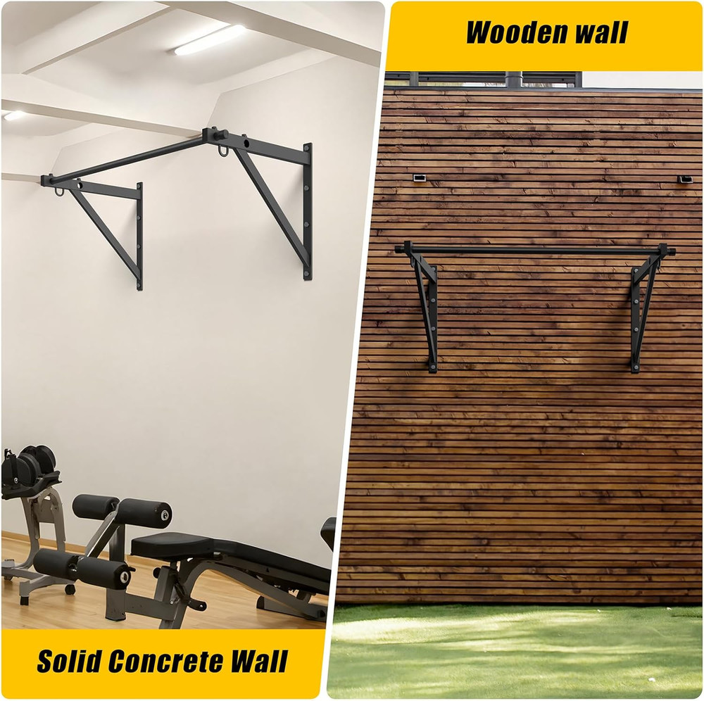 Wall Mounted Pull up Bar, Adjustable Depth 51" Chin up Bar, Strength Training Pu