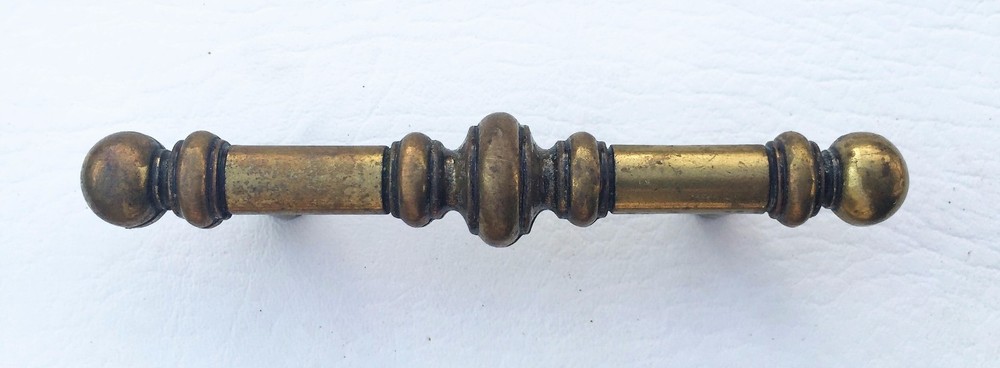 Brass MId Century Modern Drawer Pull Antique Hardware Cabinet Handle 3" centers