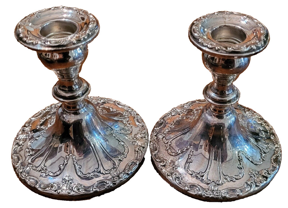 Vintage Gorham 4" Electroplated Candlestick Holders Weighted Pair