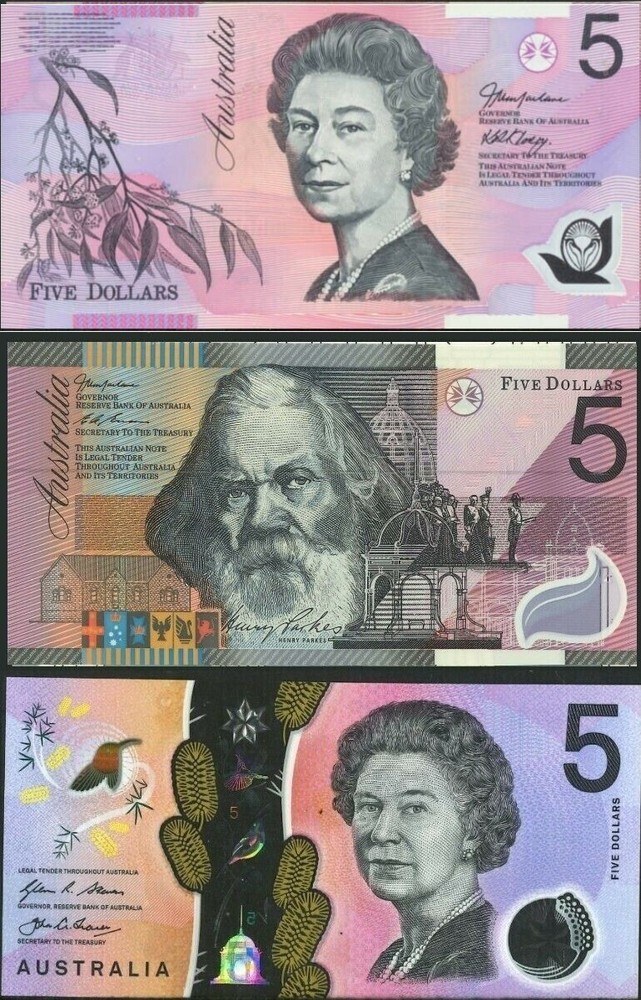 2001-2016 Australia Mint First Prefix $5 Set Trio AA01/BA02/AA16 Polymer issues