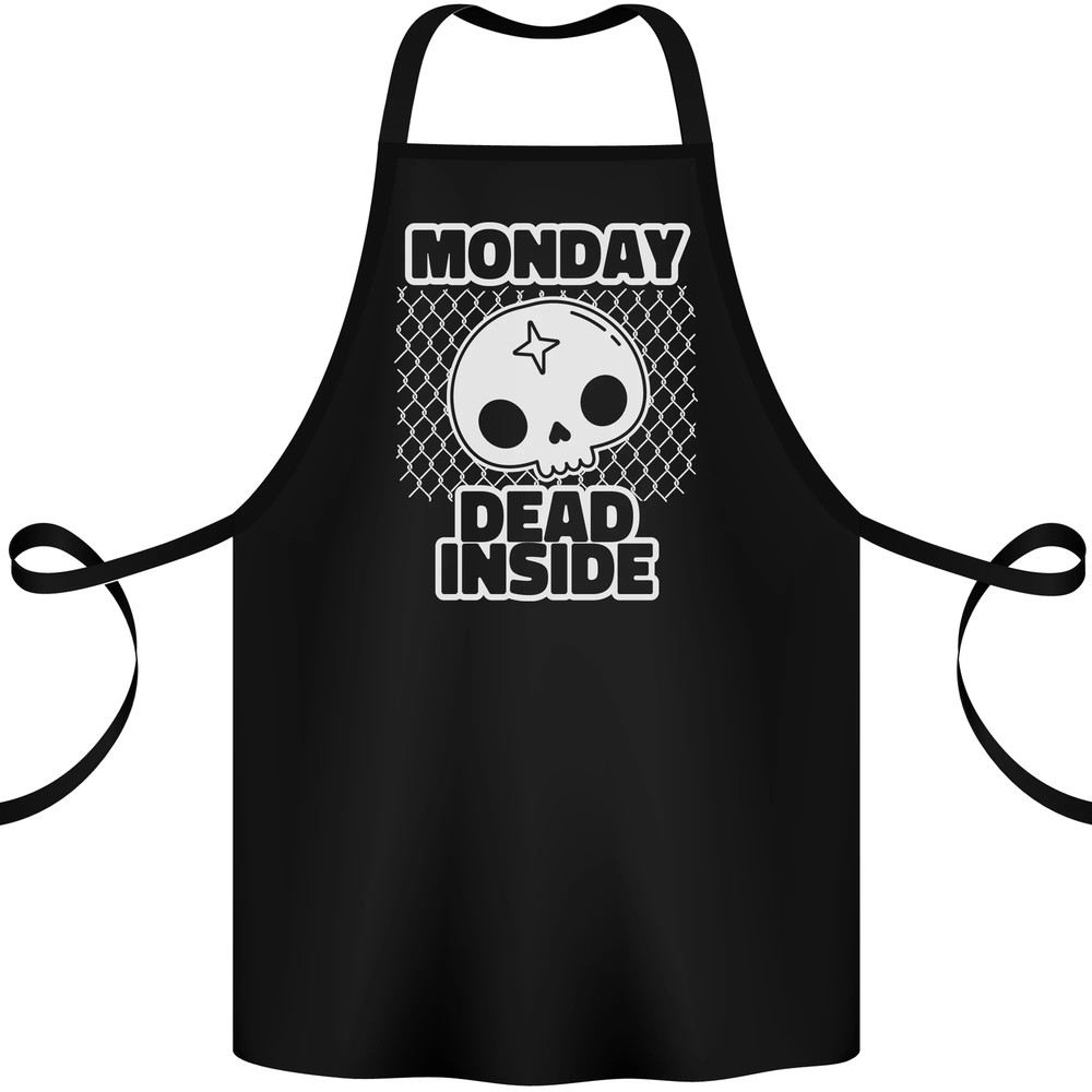 Monday Dead Inside Work Skull Cotton Apron 100% Organic