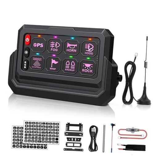 P1s-W, 328FT Remote Control Range, RGB 8 Backlight 8 Gang Wireless Switch Panel