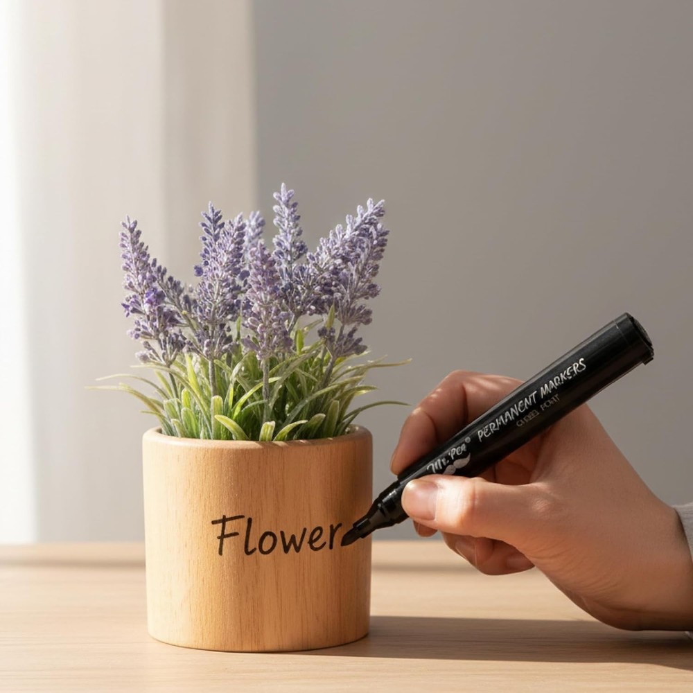 Black Permanent Markers, 8 Pack, Thick Markers, Chisel Tip Permanent Marker C...