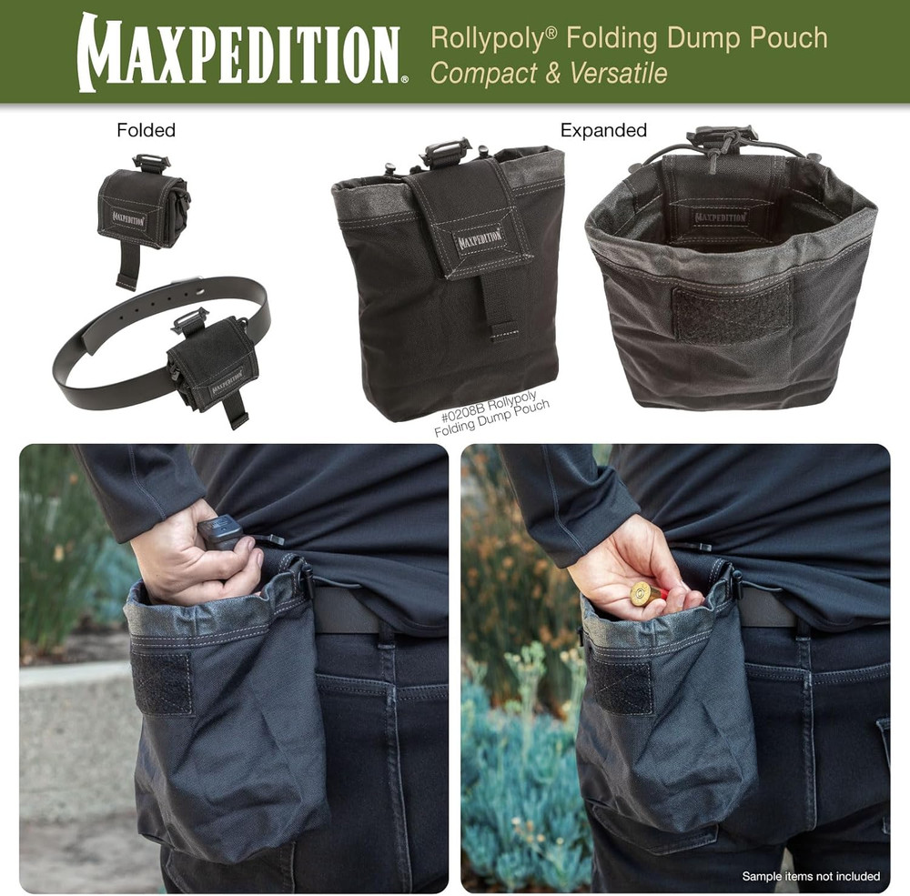 Rollypoly Folding Dump Pouch (Black) 9.4 Inch