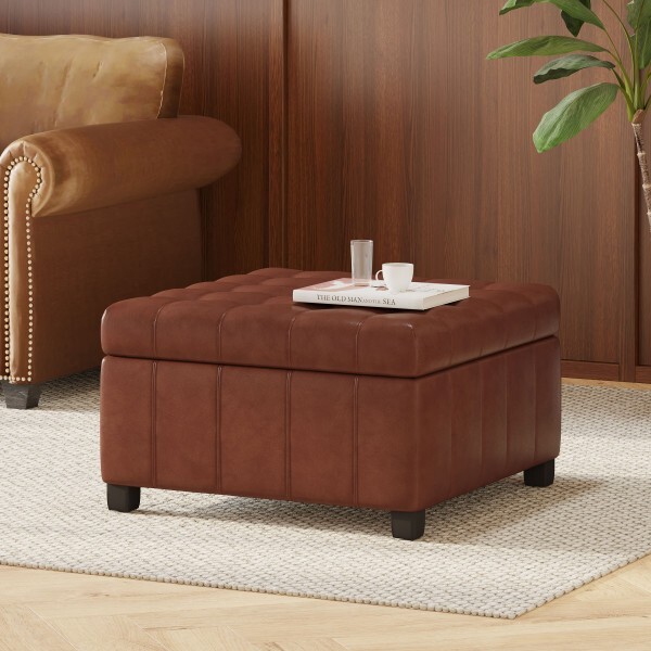 Rigby Faux Leather Storage Ottoman