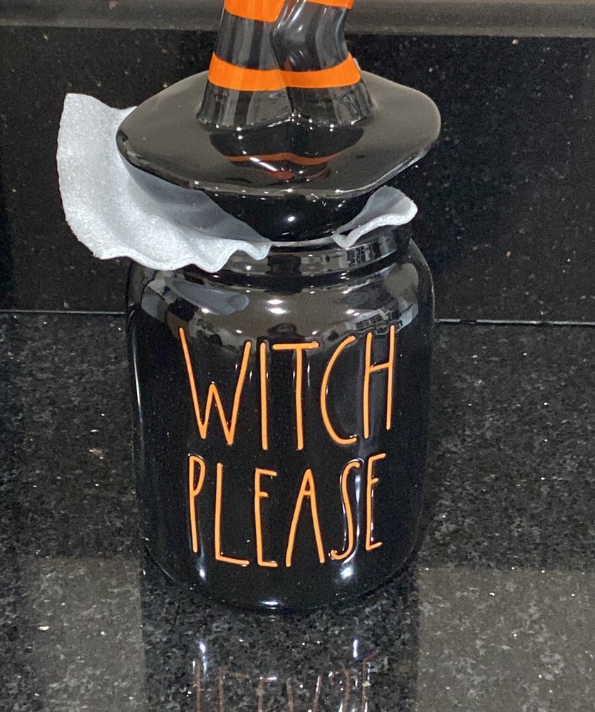 RAE DUNN Witch Please Figural Black Canister