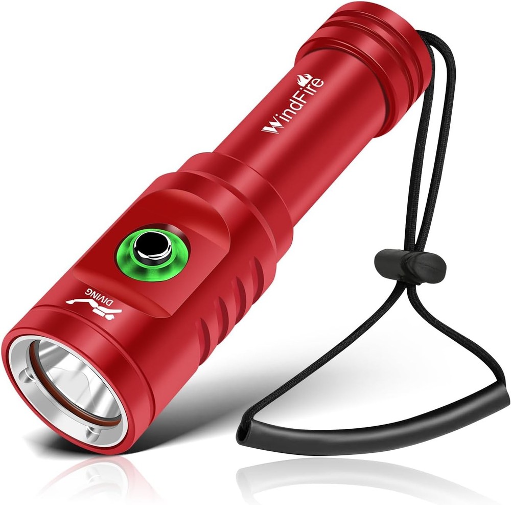 WINDFIRE TS08 Dive Light Super Bright, Scuba Flashlight Red-TS08