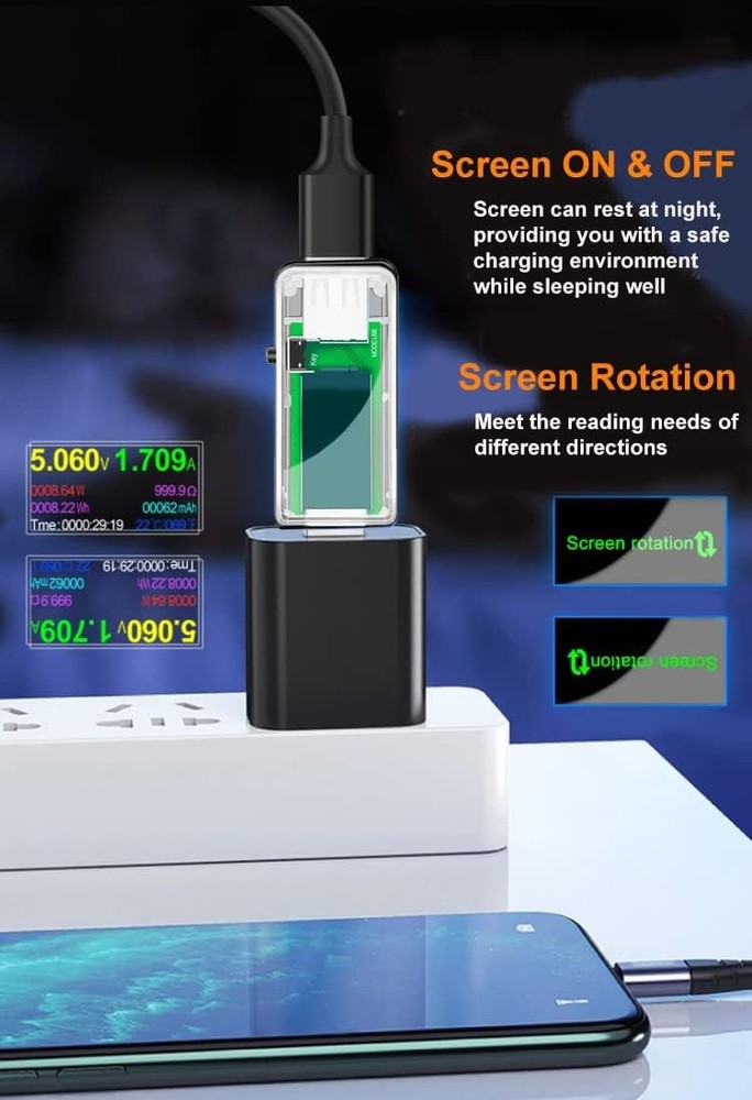 USB 3.0 Tester, Eversame IPS Color Display Digital Multimeter Voltmeter Clear