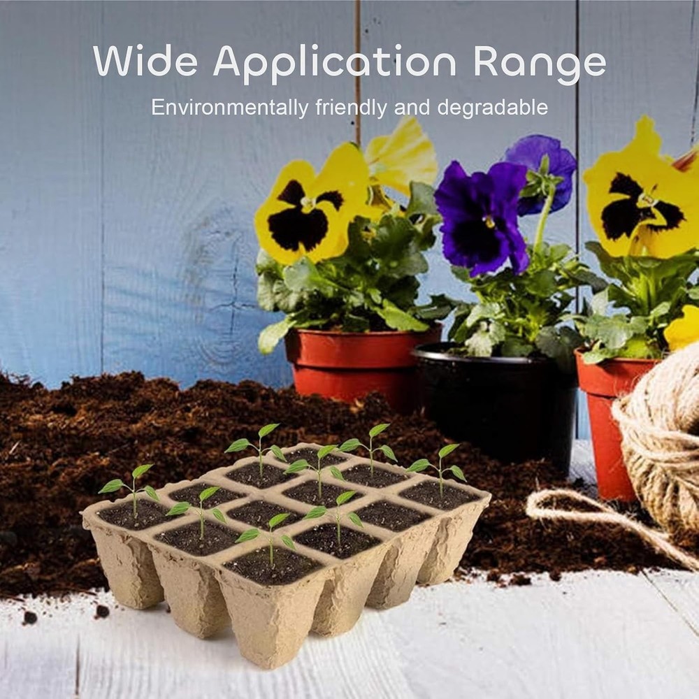 144 Cells Peat Pots Seed Starter Trays, 12 Packs Biodegradable Seedling Pots ...