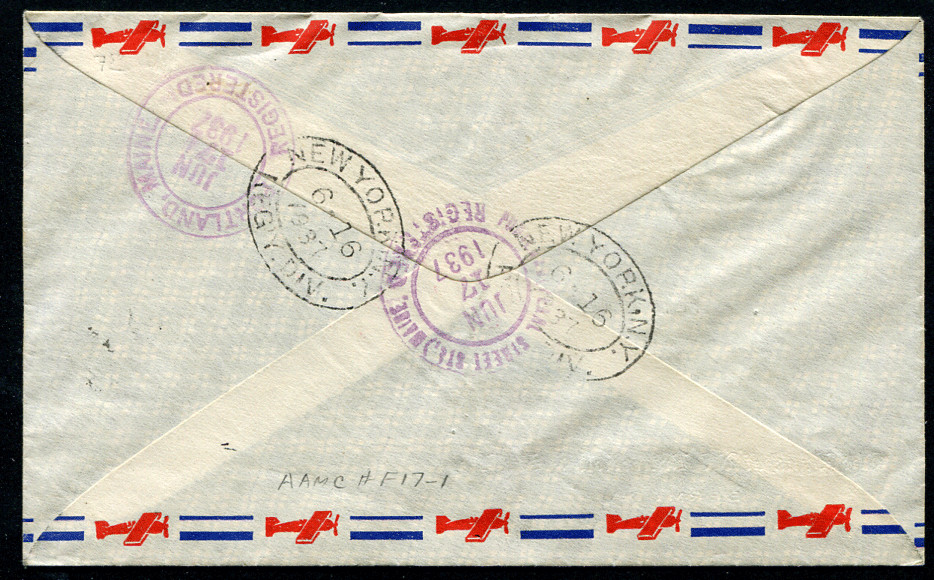 BERMUDA (23592): reg. FIRST FLIGHT COVER/cancels 1937