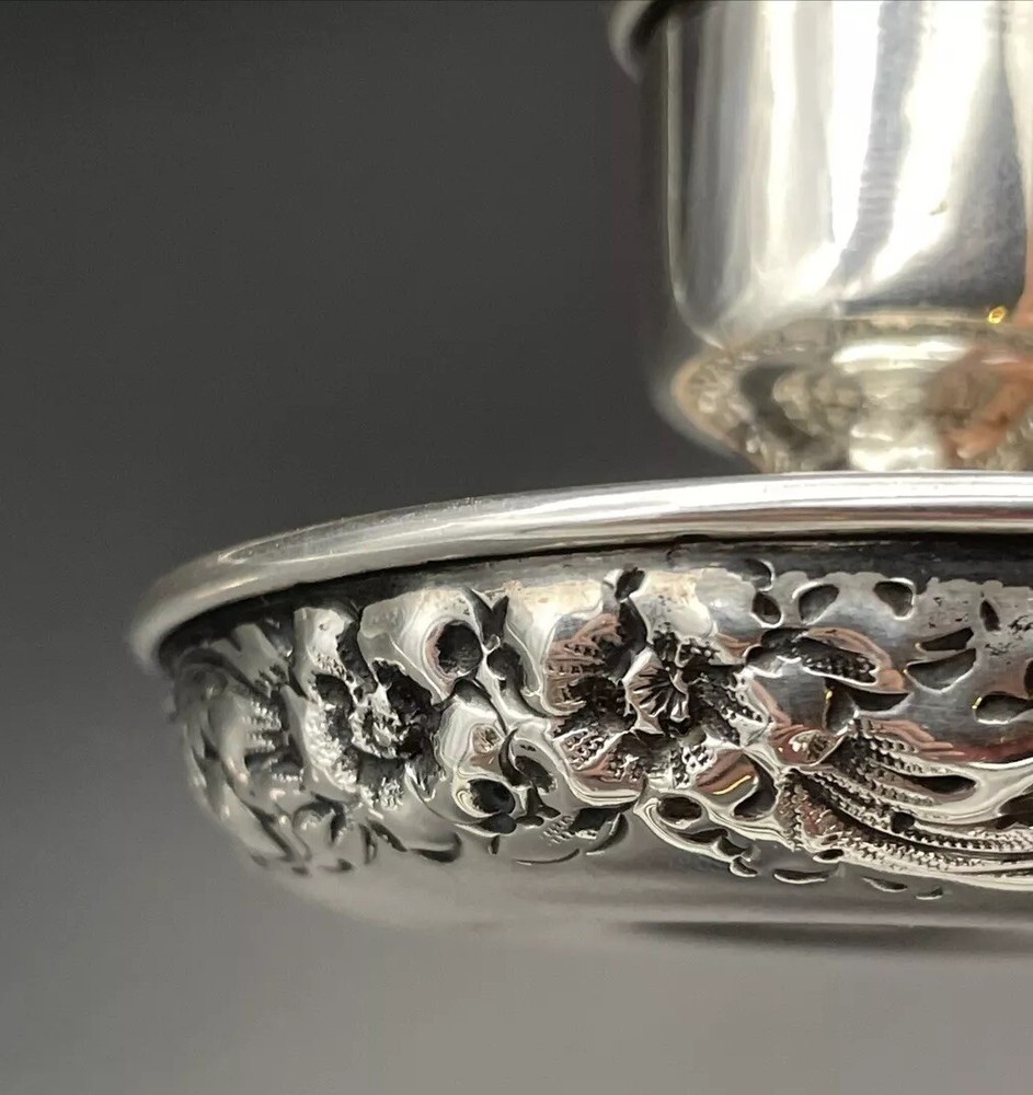 Webster Sterling Silver Floral Repousse Chamberstick