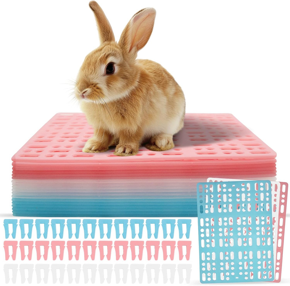 18 Pack Plastic Rabbit Cage Mat Bunny Resting Mats Snap Joint Breathable Small