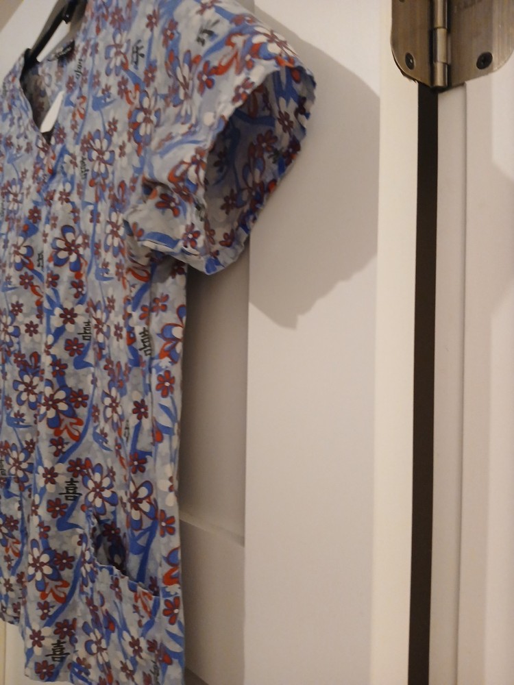 Absolute Women's Red White & Blue Scrub Top With Two Pockets