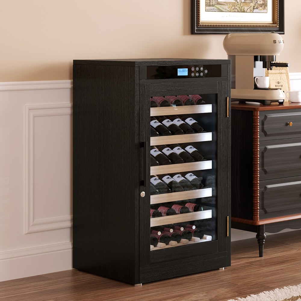 69 Bottles Touch Screen Display Constant Temperature Grape Wine Cooler,Black