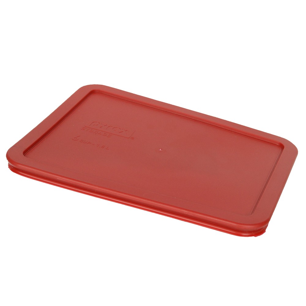 Pyrex 7211-PC Poppy Red Rectangle Plastic Storage Replacement Lid Cover (6-Pack)