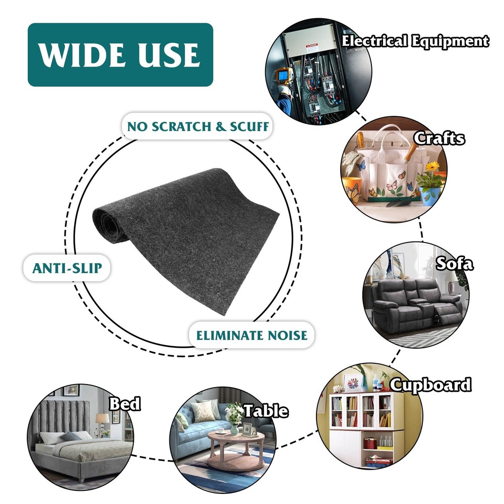 Mid Gray Auto Felt Carpet Speaker Floor Padding Upholstery Trunk Liner Replace