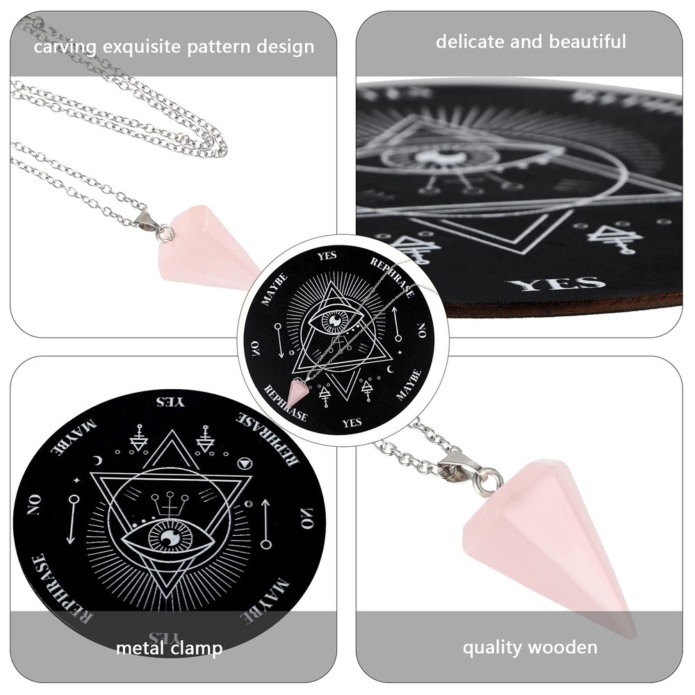 Pendulum Board Set Wooden Dowsing Divination Board Metaphysical Message with