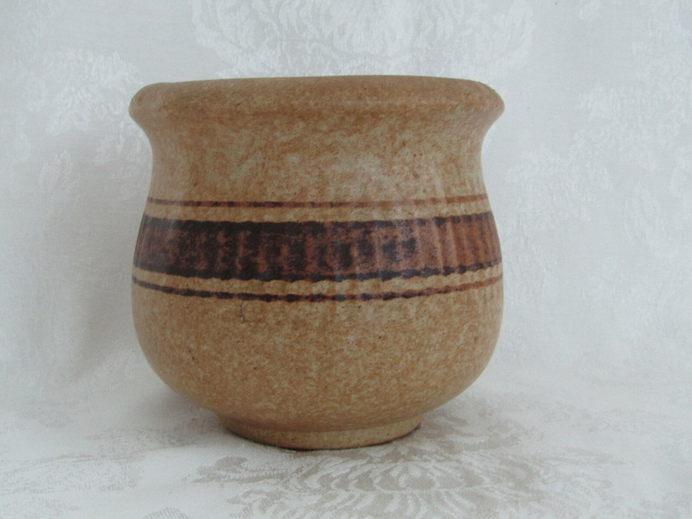 Handmade Tan & Brown 5”x 5" Ceramic Planter Never Used