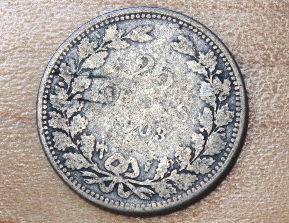1903 Netherlands 25 Cents Silver