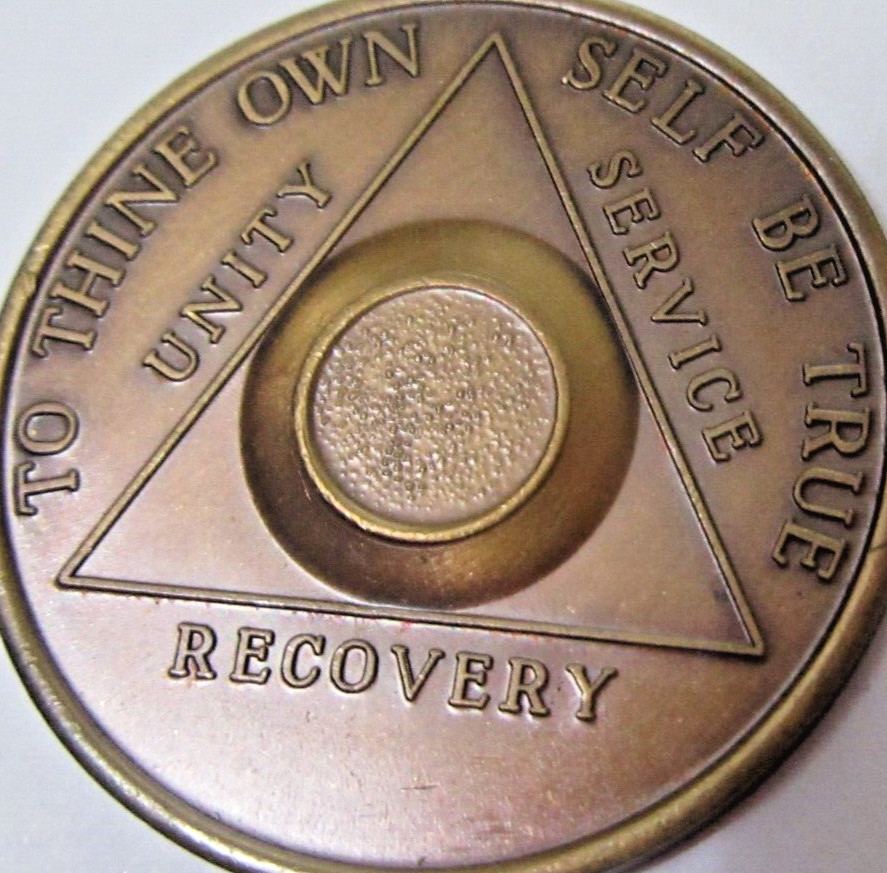 Alcoholics Anonymous AA backed Blank Bronze Medallion Chip Token Coin Sober