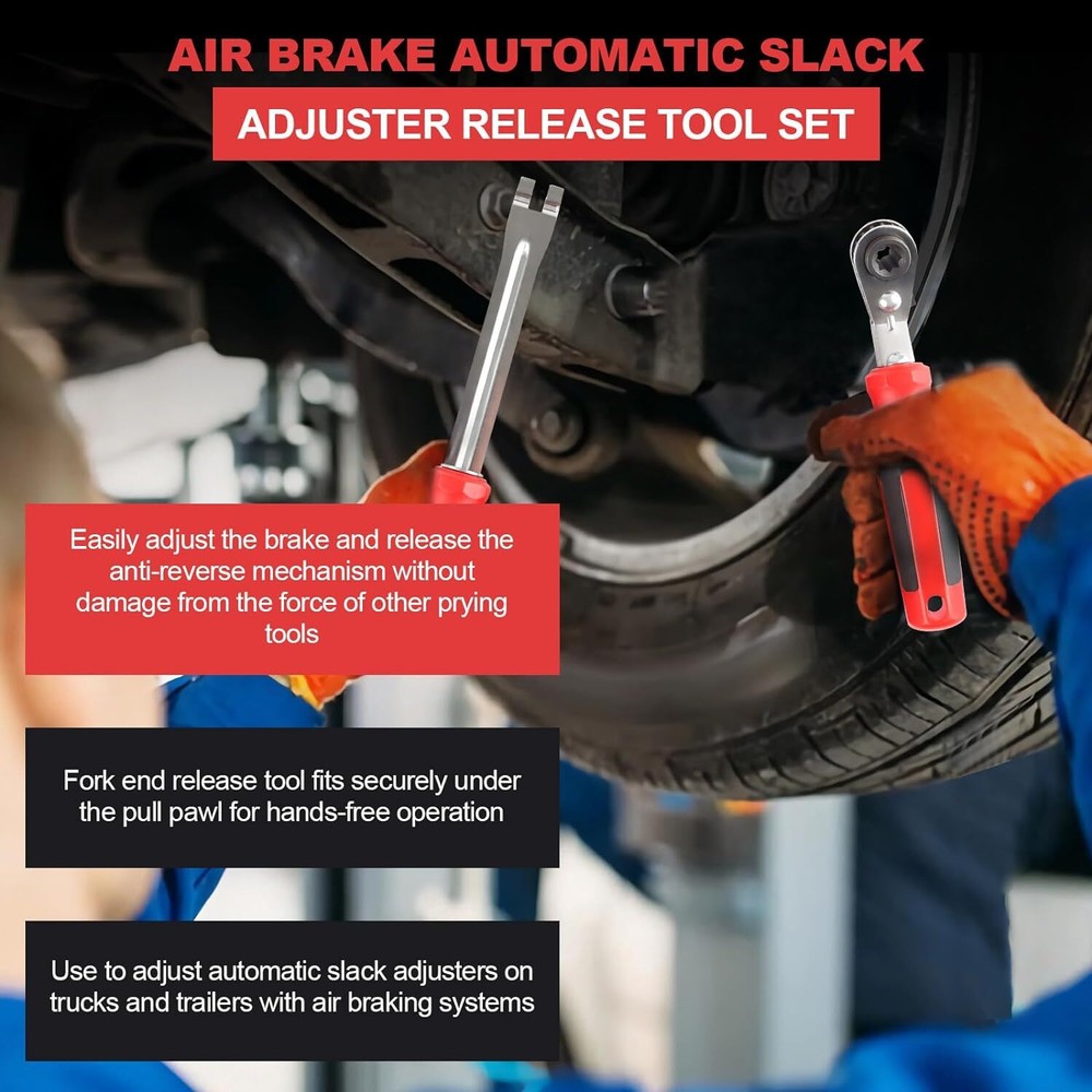 2-Piece Automatic Slack Adjuster Release Wrench –Fork End Double Square Car Tool