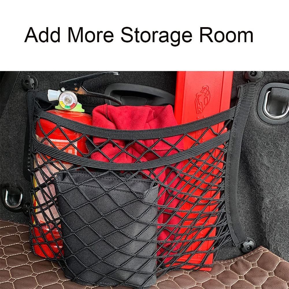 2 Pack Upgrade 3 Layer Small Cargo Net Trunk RV Boats Storage Mesh Pocket
