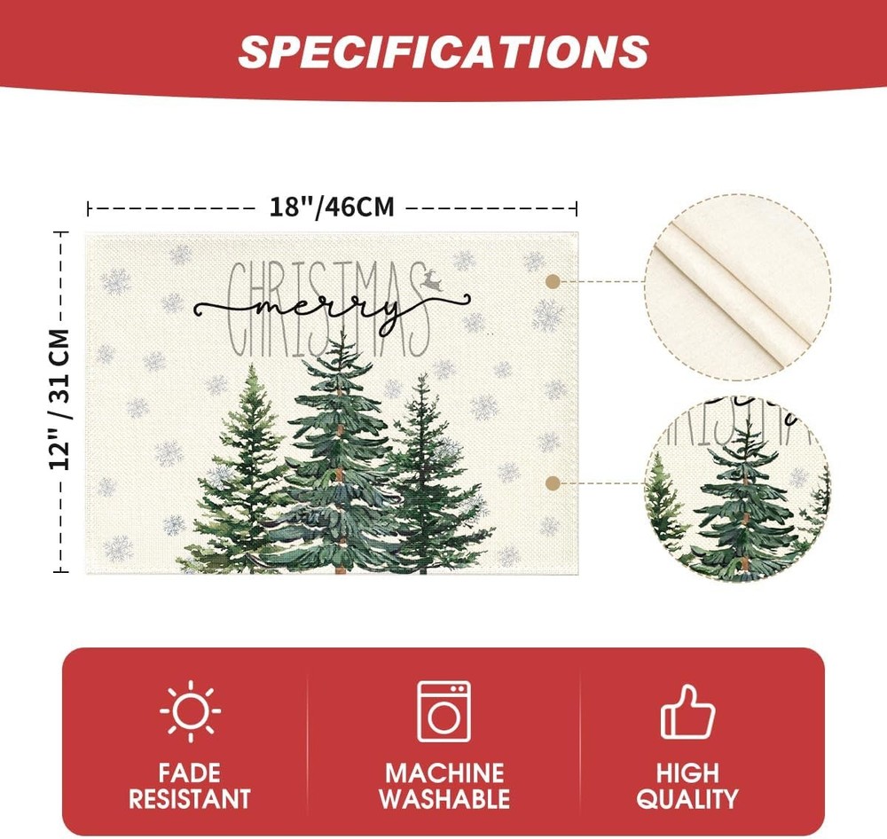 Artoid Mode Beige Pine Tree 12" x 18", Rectangular 4 Pcs,