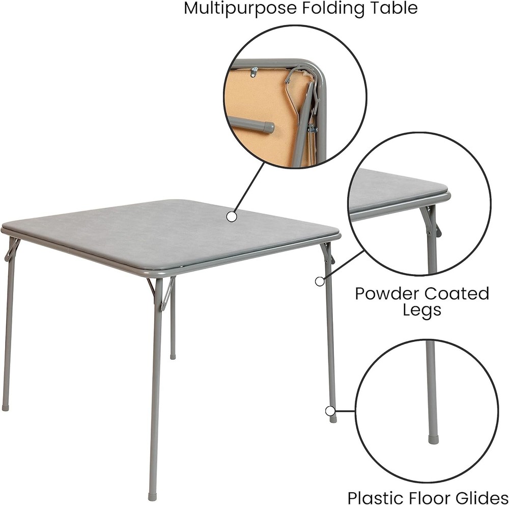 Madelyn 33.5" Square Folding Multipurpose Card Table W/ Padded Vinyl Top
