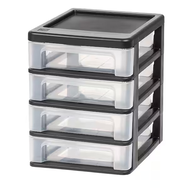 4 Drawer Compact Desktop System in Black (2-Pack)
