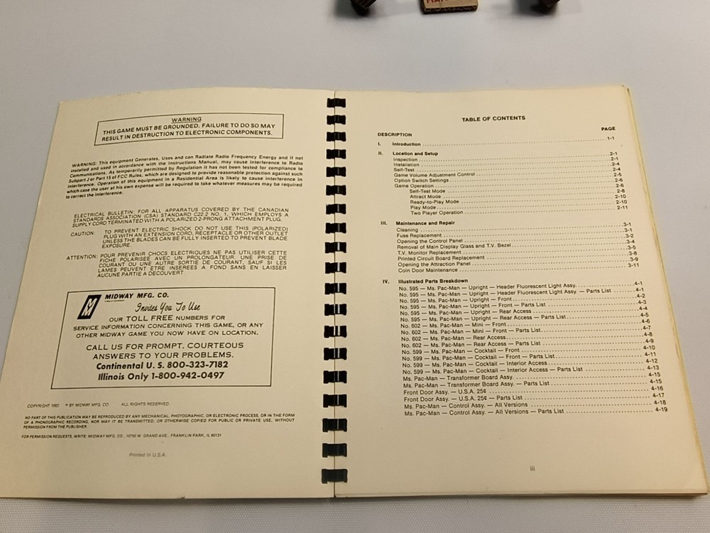 Midway Ms. Pac-Man Pacman Arcade Game Machine Operating Manual Schematics.