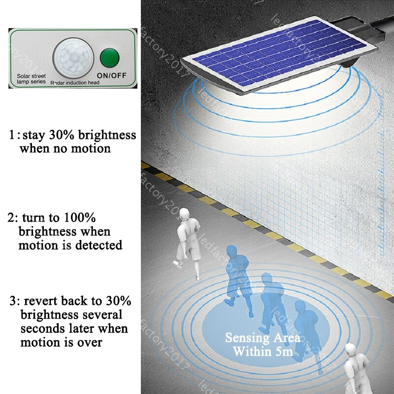 DIM Solar LED Street Light Sensor Dusk Timer Remote Control Cool White Yard 150W