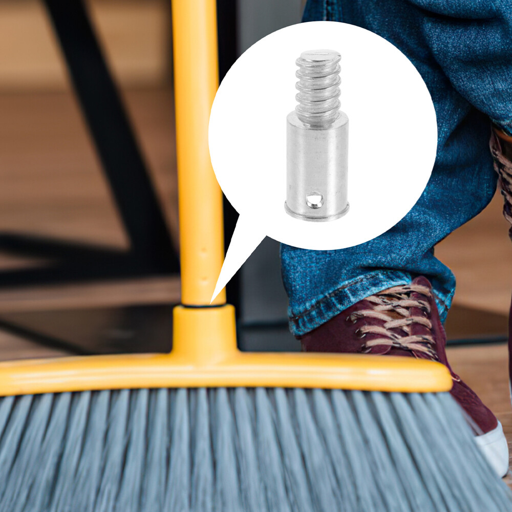 2pcs Broom Extension Pole Adapter Tips Metal Threaded Handle Tips End Adapter