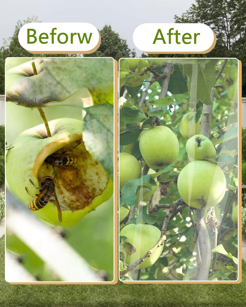 4 Pack Fruit Tree Netting with Zipper & Drawstring, 2.6 X 3.2 Ft Reusable Bluebe