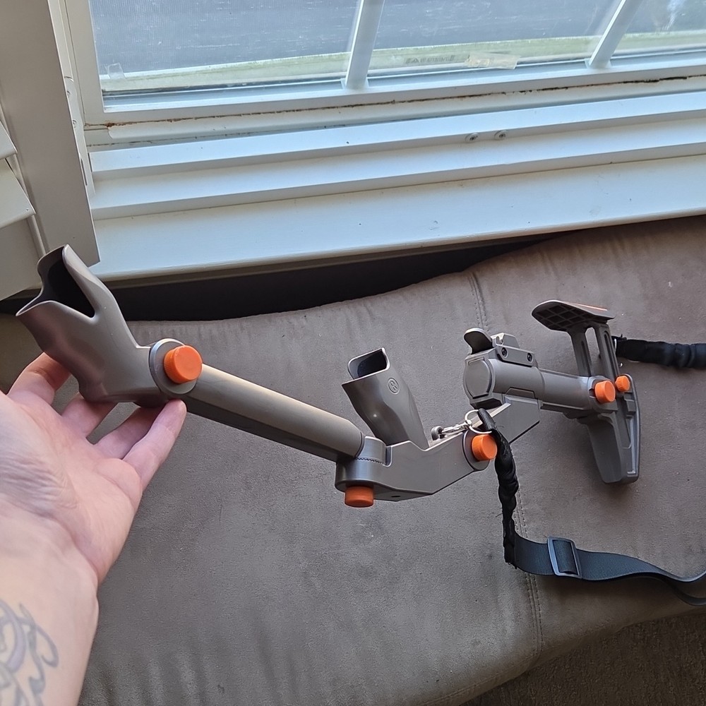 Gray and Orange Controller Gun Stock Accessory for VR Controller