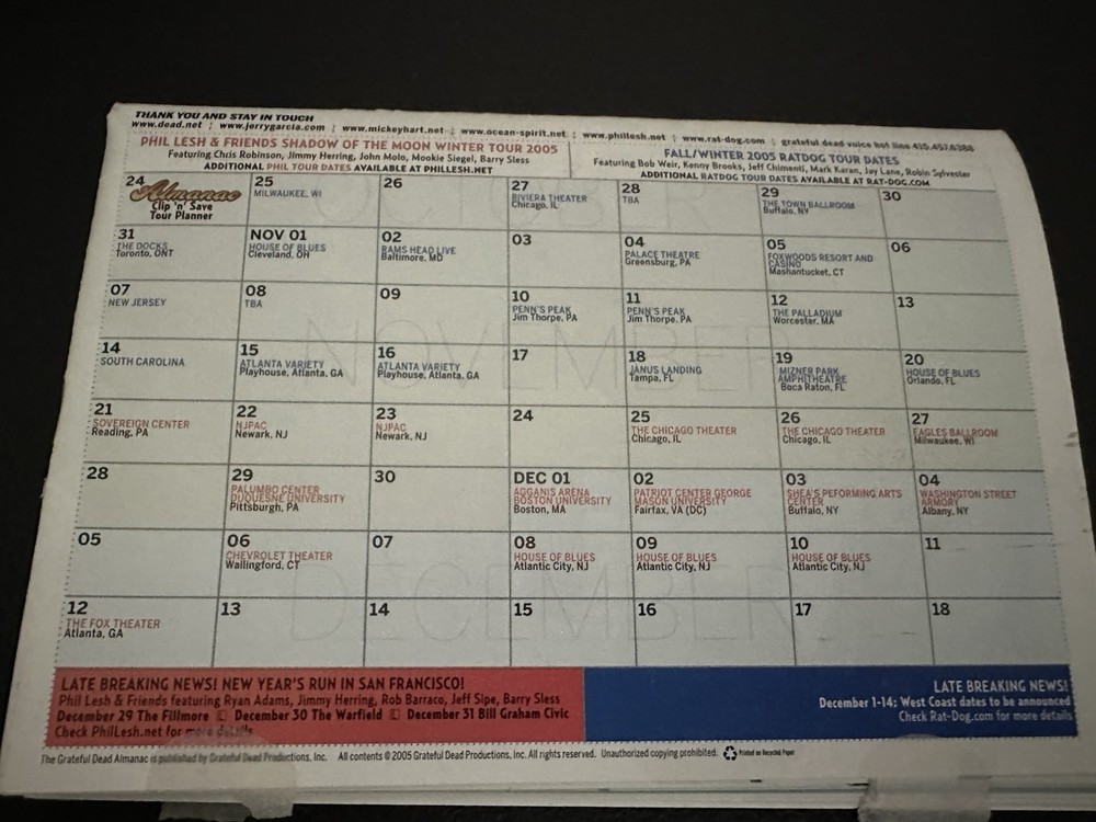 Grateful Dead Almanacs 2004-2005