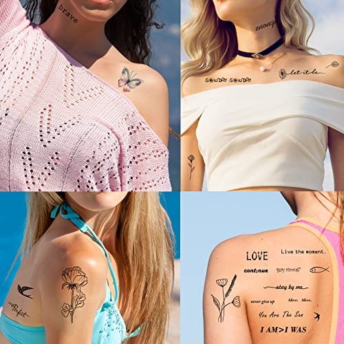 100 Sheets Realistic Temporary Tattoos, 240+ Pcs Black Realistic - 100 Sheets