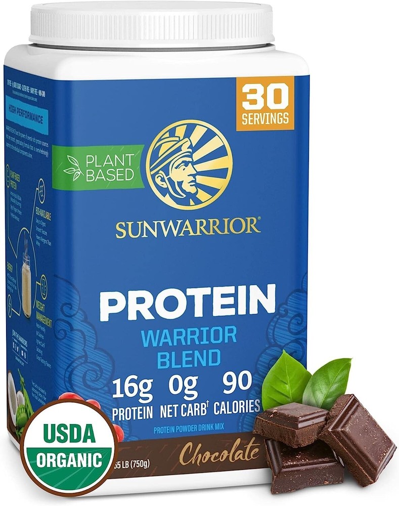 Sunwarrior Protein Warrior Blend Chocolate Flavor 1.7 lbs for Peak Performance
