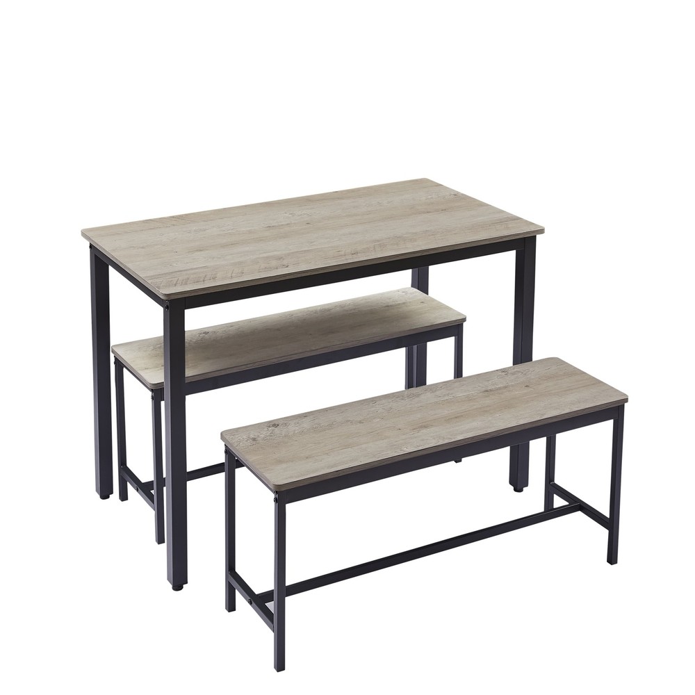 Dining Table Set for 4, Bar Table with 2 Dining Benches, Kitchen Table Counter