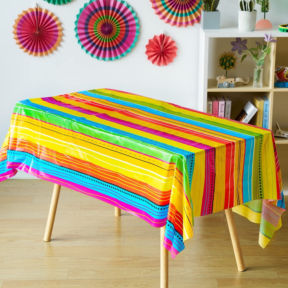JOYIN 6 pcs Cinco De Mayo Printed Plastic Tablecover Multicolor, Multi Color