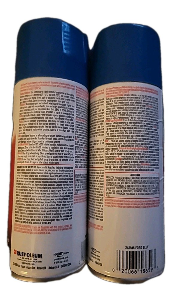 (2 Pack) Rust-Oleum Engine Enamel, Ford Blue, 12 oz, Spray 248945