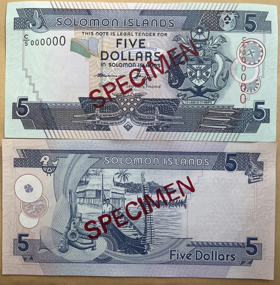Solomon Islands 5 dollars 2004 - 2018 P-26 UNC SPECIMEN prefix C/5